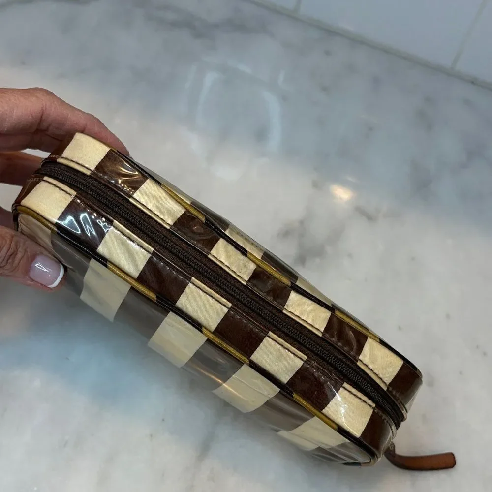Kate Spade Striped Travel Cosmetic Case Pouch Clutch